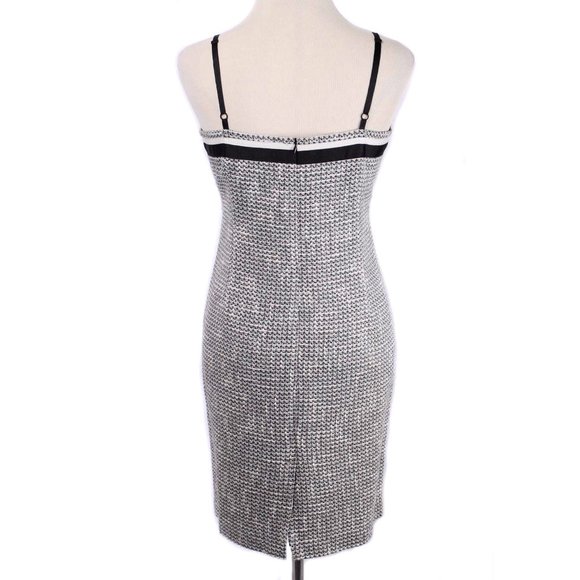 INC Black & Off White Tweed Sheath Career Cocktail Slip Dress Size 10 - Picture 3 of 5
